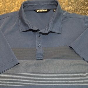 Travis Mathew Men's Navy Blue Striped Polo